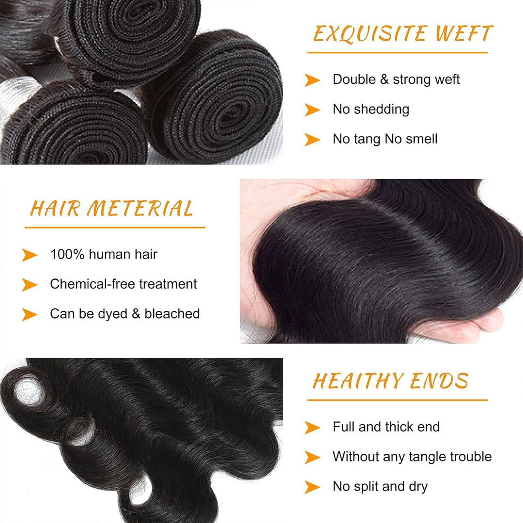 lumiere 15A Body Wave 3 Bundles Human Hair Extension 10-24 inches