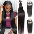 Straight 4 Bundles With Closure 6x6 lace 100% virgin human hair