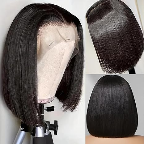 Lumiere Natural Black Blunt Cut 13x4 HD Lace Front Wigs Straight New Short Bob Human Hair Wigs For Women