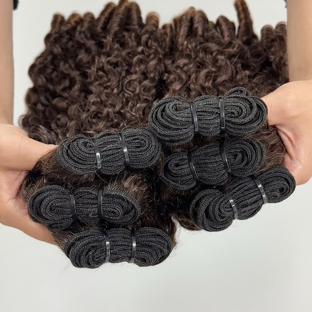 Lumiere Burmese Curly Bundles #4 Brown Chocolate Burmese Curly 4 Bundles With 4x4 Lace Closure Spiral Ends Weave Hair Extensions