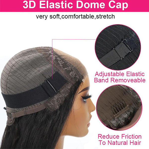 Pre-Cut Kinky Curly 3D Dome Cap Glueless HD 4X6 Pre-cut Lace Closure 100% Human Hair Natural Color Wig