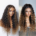 Lumiere Pre Plucked Highlight Brown Colored 13x4 Transparent Lace Frontal 180% Density Human Hair Wigs For Black Women HDZ