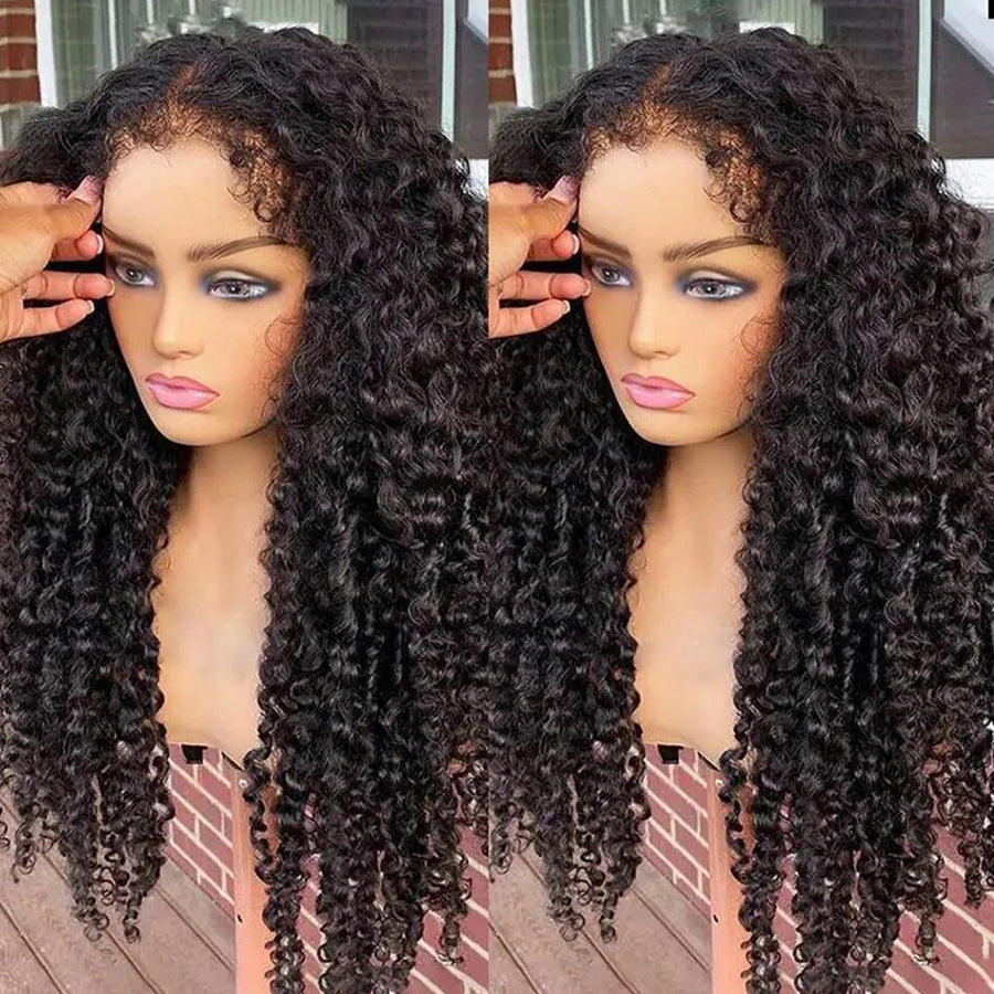 4C Kinky Edges Baby Hair 180% Kinky Curly 13x4 HD Lace Frontal Human Hair Wigs for Women