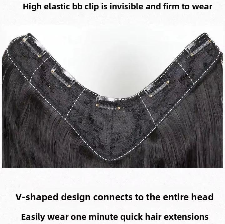 Long Straight V-Shaped Clip in Hair Extension One Piece 5 Clips Heat Resistant Hair For Women