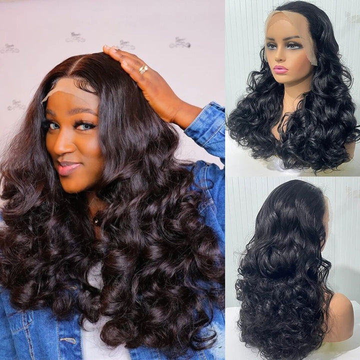 Customized Super Double Drawn Bouncy Curly Glueless 250% Density 13x4 Full Frontal Wigs Transparent Lace Wear Go 100% Human Hair | Lumiere