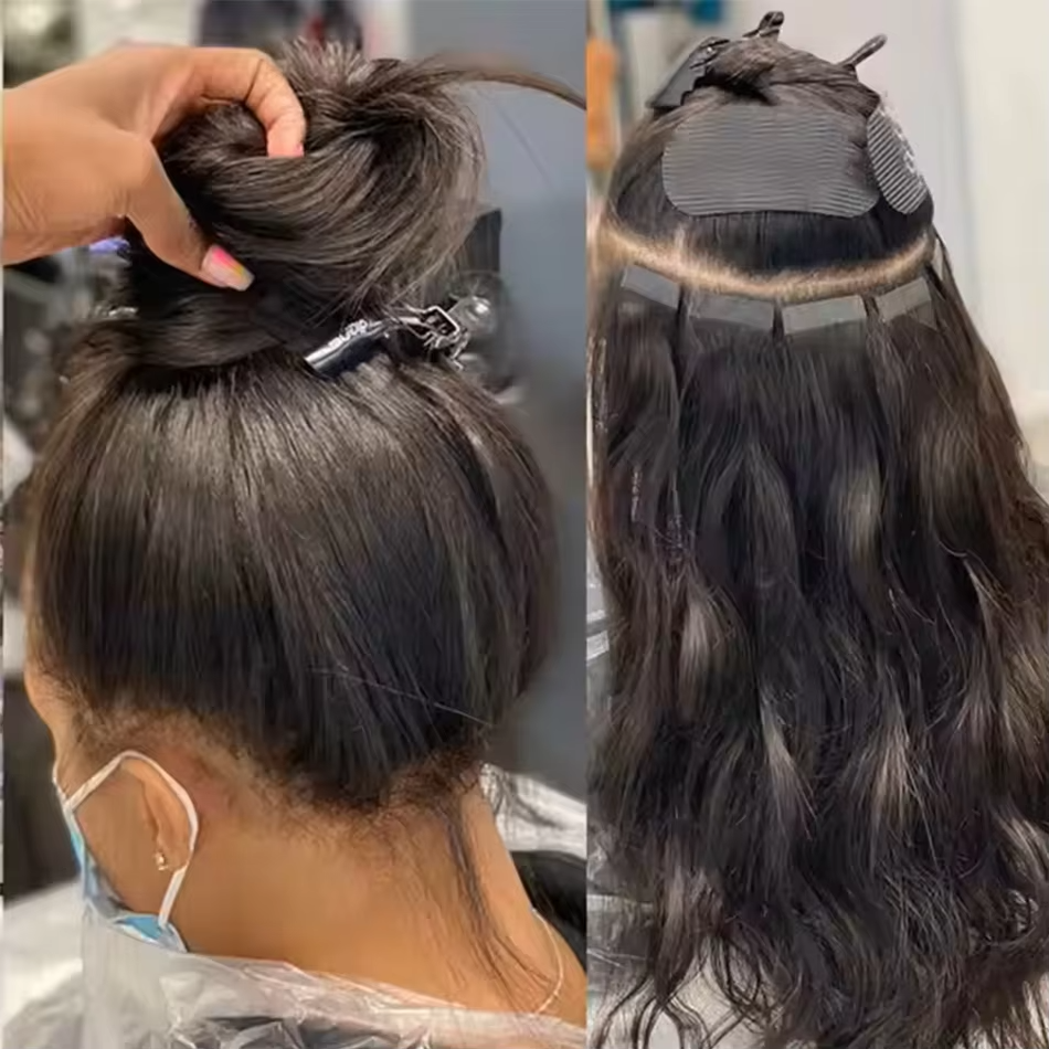 Tape In Human Hair Body wave Extensions 100% Real Remy Human Hair Skin Weft Adhesive Glue On For Salon High Quality for Woman 20pcs/1pack