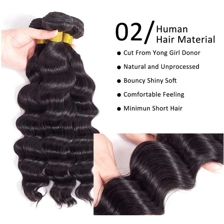 lumiere 15A Loose Deep Wave 4 Bundles  Human Hair Extension