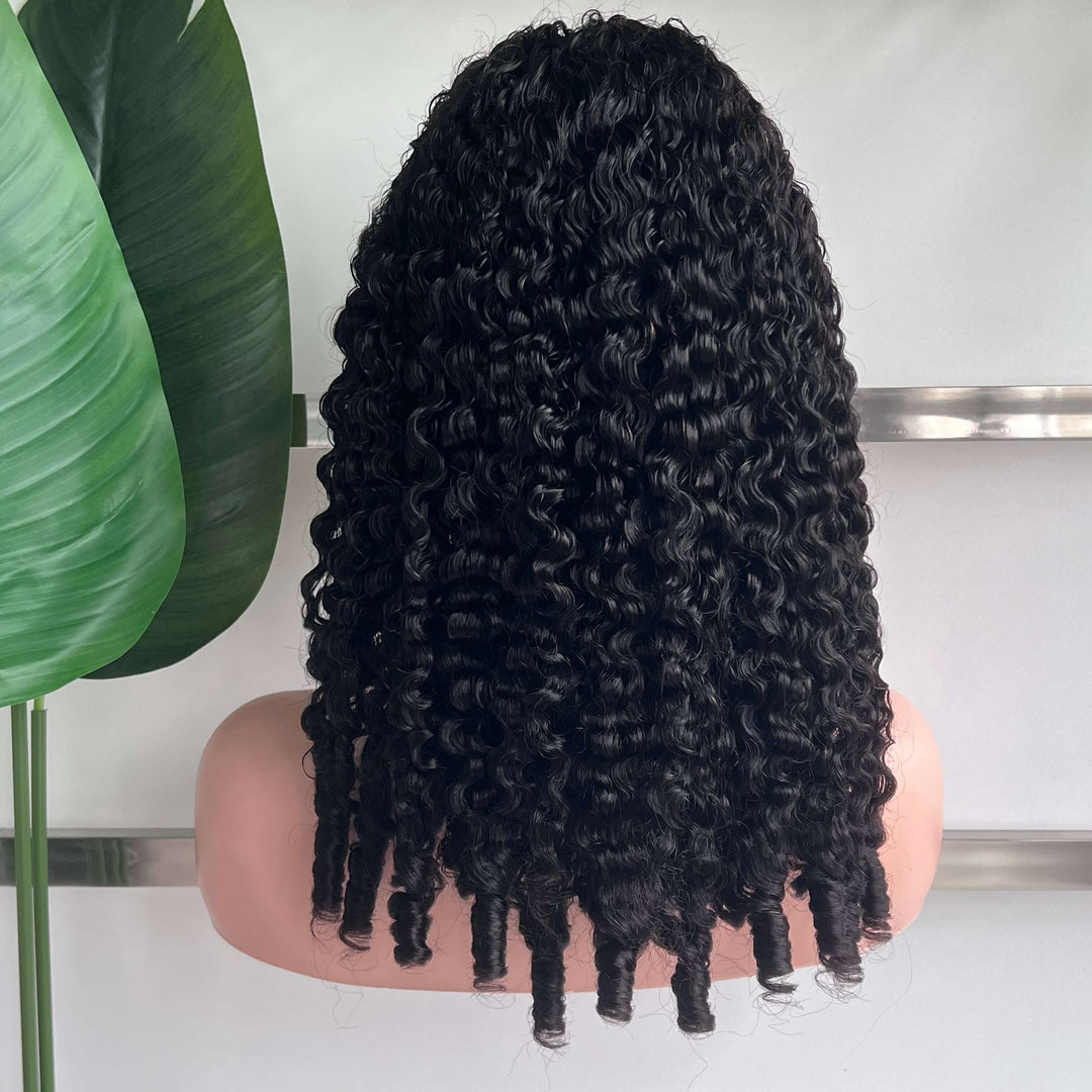 Beginner Friendly Burmese Curly Headband Wig Human Hair  Wear and Go Glueless Wigs 250% Density