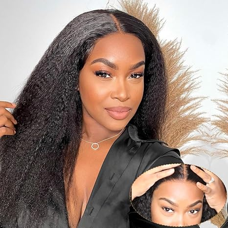 Lumiere Easy To Wear Glueless Wigs Kinky Straight Pre-Cut 4x4 HD Transparent Lace Closure Wig with Pre Plucked Hairline