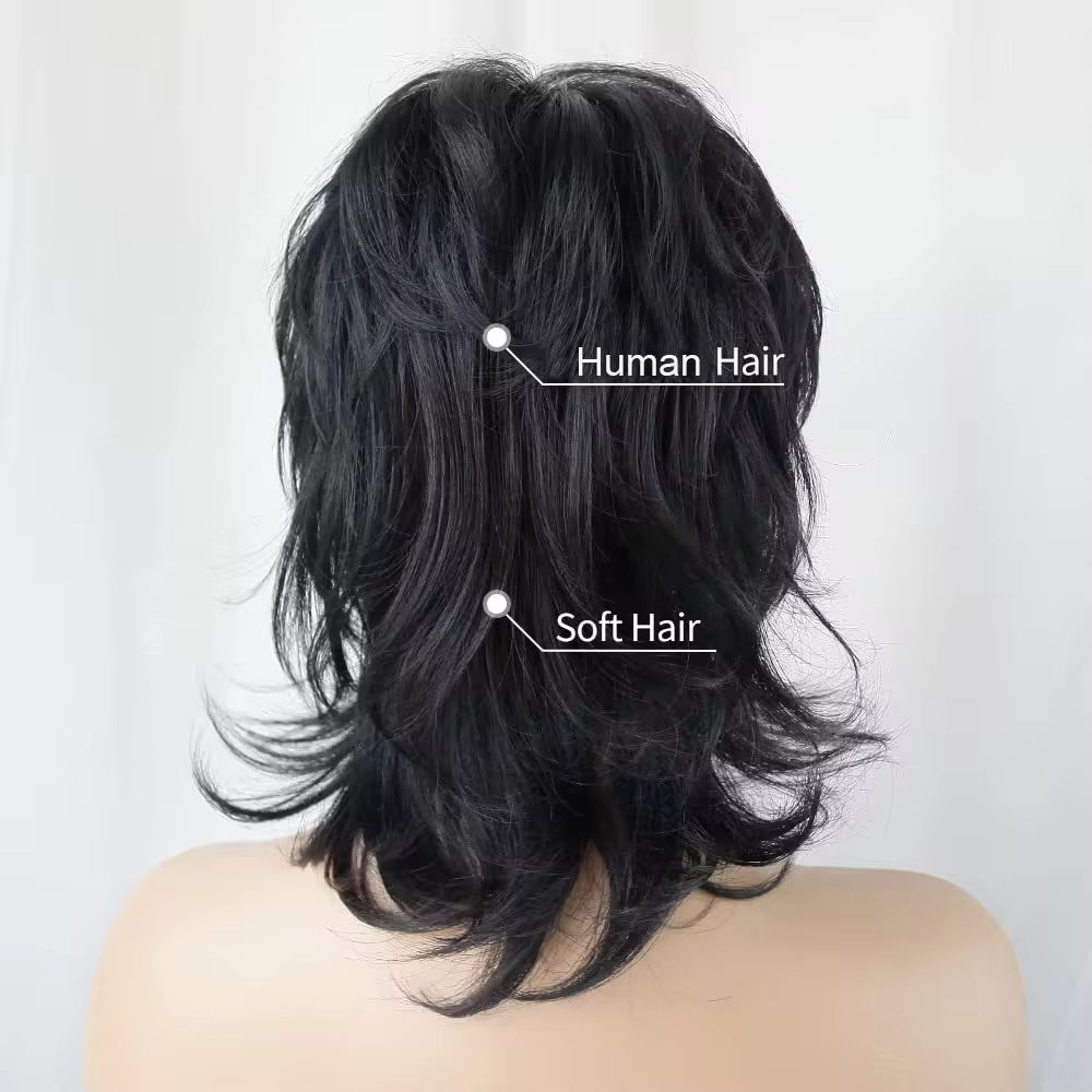 New Pixie Cut #99J #1B #30 Human hair Swallow-tailed Wig No Lace front Full Machine Wig Short shaggy Layered Wigs For Party Cosplay Use