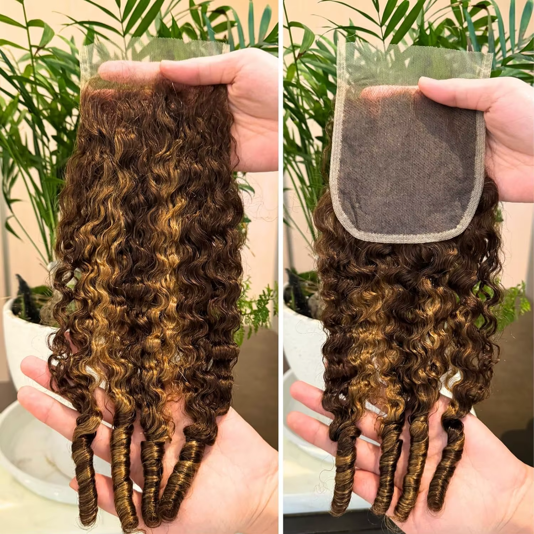 Highlight P4/30 Water Wave 4x4 Lace Closure une pièce pour femme noire