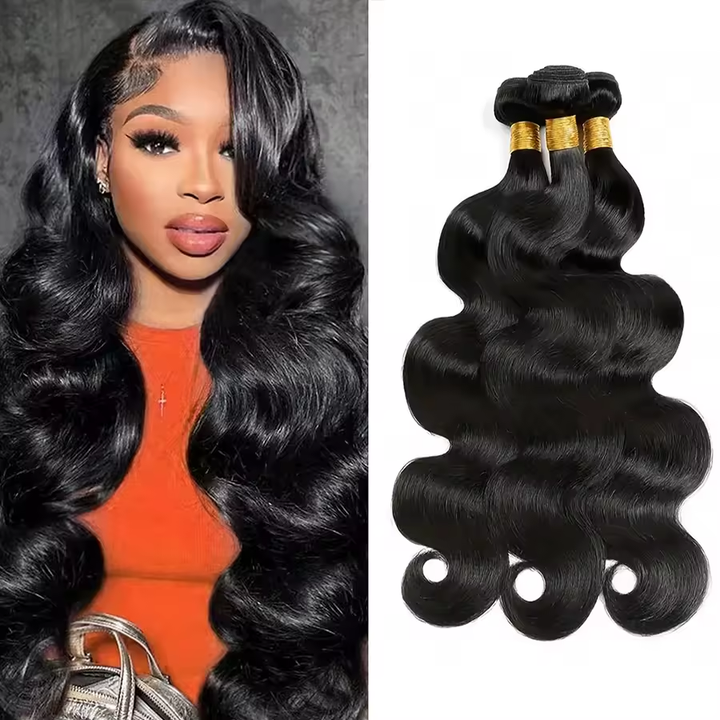 (B1) Body Wave Bundles Human Hair 3 Bundles Natural Black Color Brazilian Virgin Weave Bundles Hair Extensions
