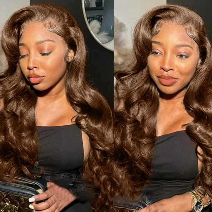 lumiere #4 Brown Body Wave 3 Bundles With 13x4 Lace Frontal Pre Colored Ear To Ear(No Code Need)