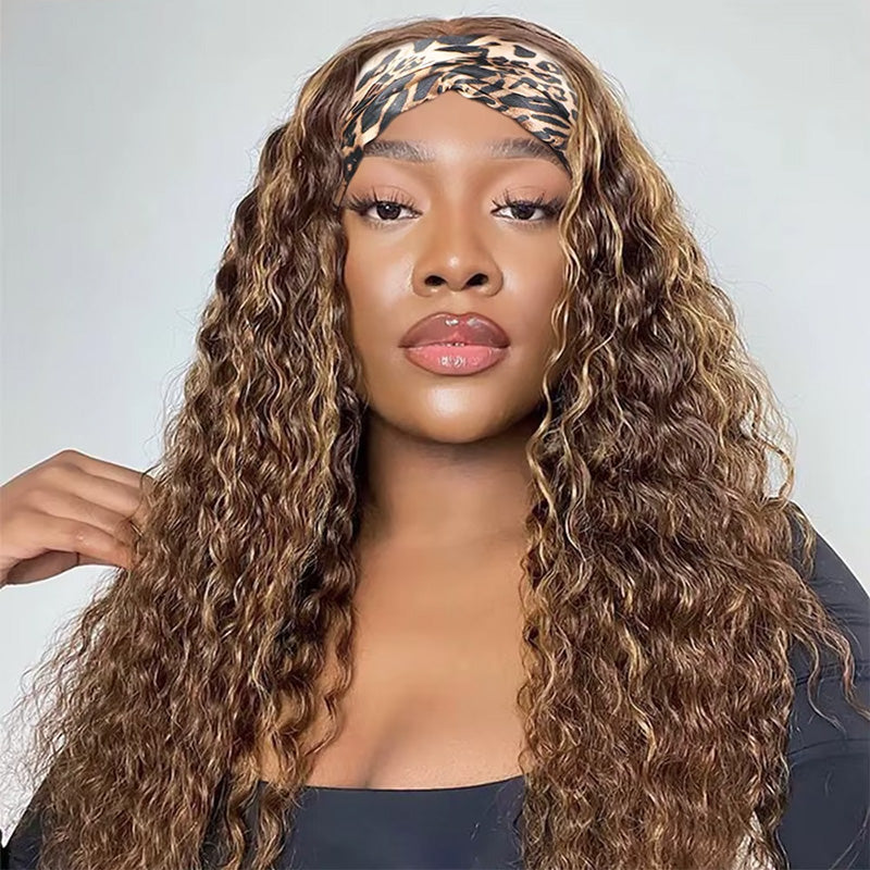 Highlight #4/27 & #4/30 Color Deep Wave Headband Wig Human Hair