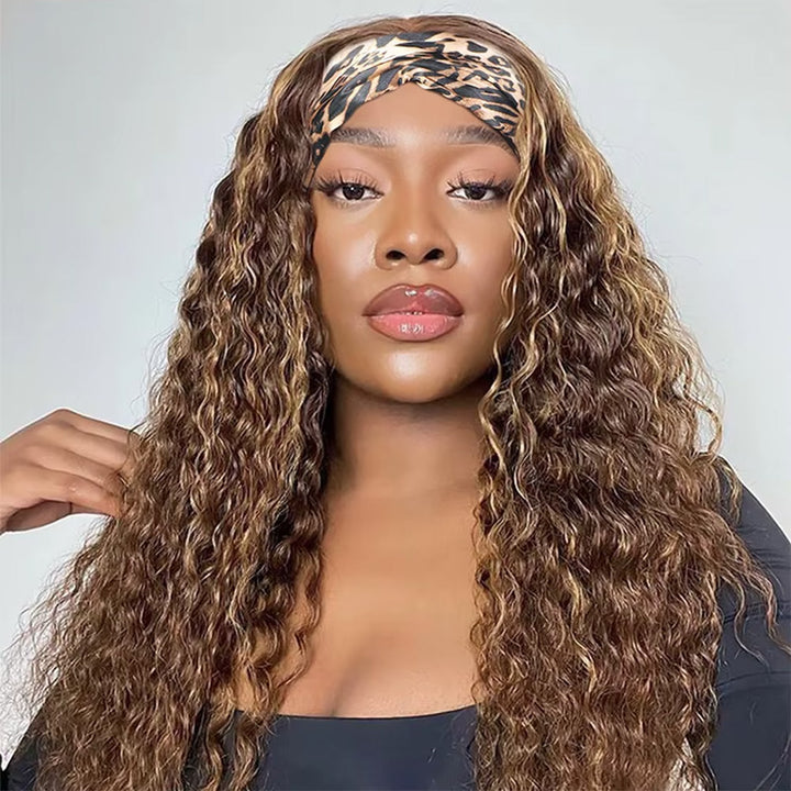 Highlight #4/27 & #4/30 Color Deep Wave Headband Wig Human Hair