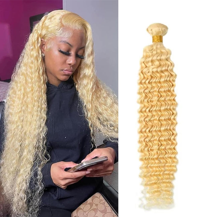 lumiere 613 Blonde Deep Wave 1 faisceau de cheveux humains