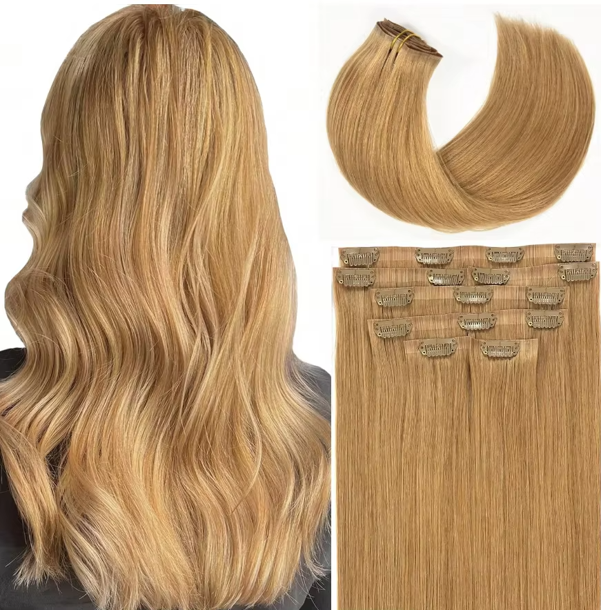 #27 Straight Hair Clip In Human Hair Extensions 7 Pieces / 8 Pieces / 10 Pieces