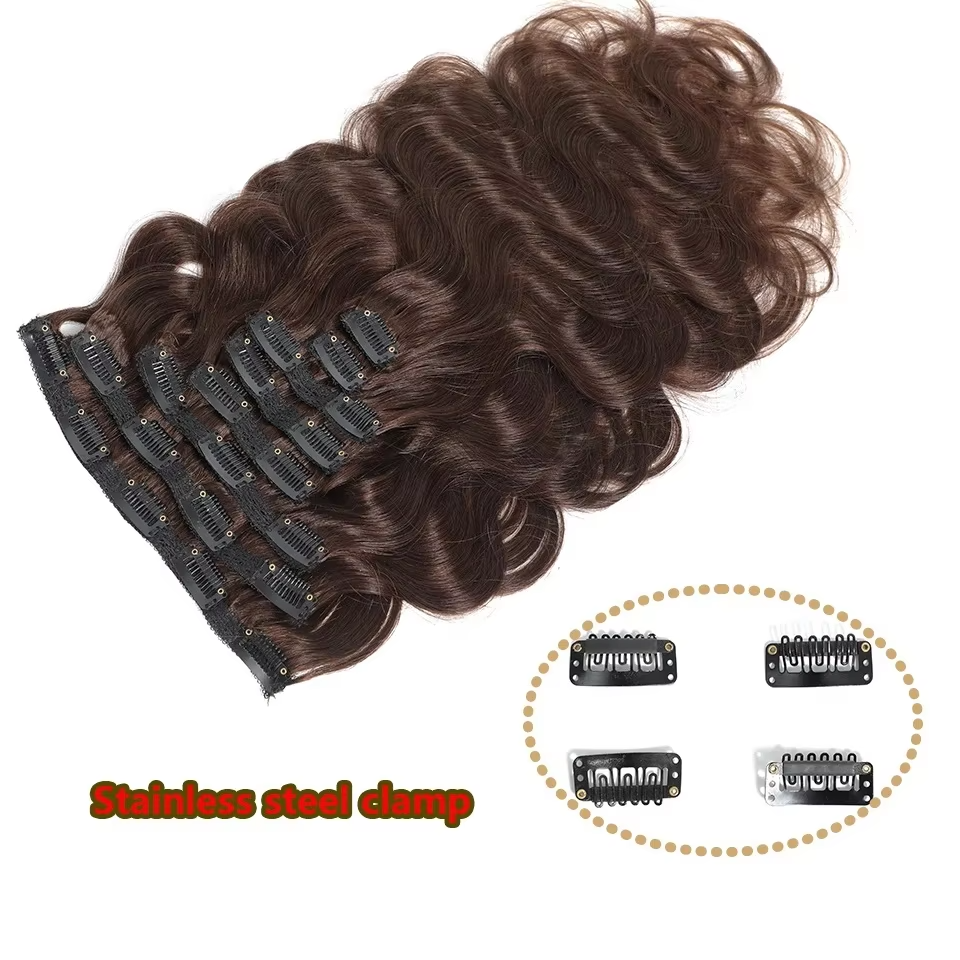 #4 Dark Brown Body Wave Clip In Human Hair Extensions 10-24 Inches 8 Pcs/Set