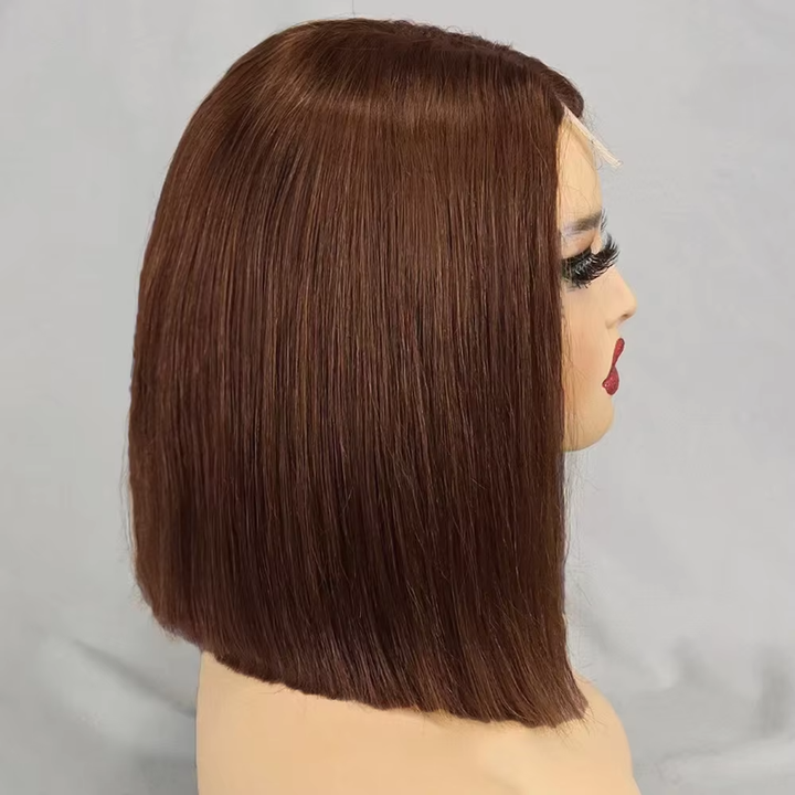 Perruque de dentelle sans colle pré-plumée de cheveux humains de vague de corps courte de dentelle frontale de Bob 