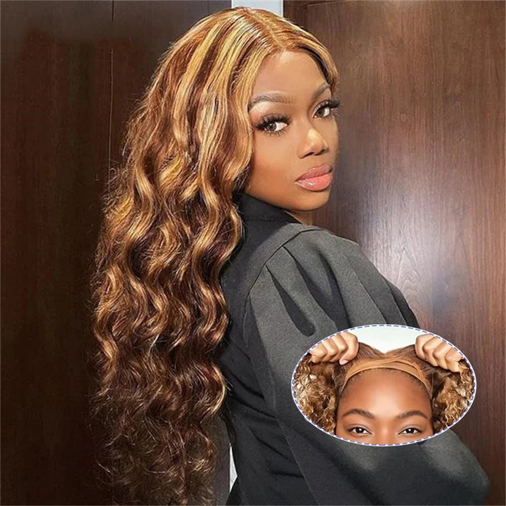 [Glueless Wig]Lumiere Highlight P4/27 Loose Deep 4x4 & 5x5 Pre-cut lace Ready To Go Wig With Baby Hair