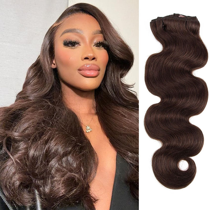 #2 Body Wave Clips In 8PCS 120 Grams/Set Human Hair Extension For Women