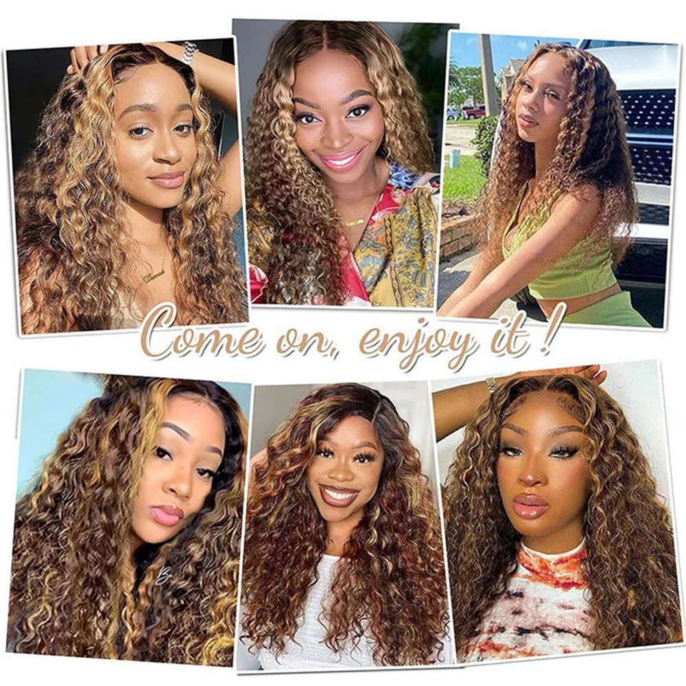 Lumiere Highlight Color P4/27 Deep Wave HD 4x4 & 5x5 lace Pre-cut Glueless Wig With Baby Hair