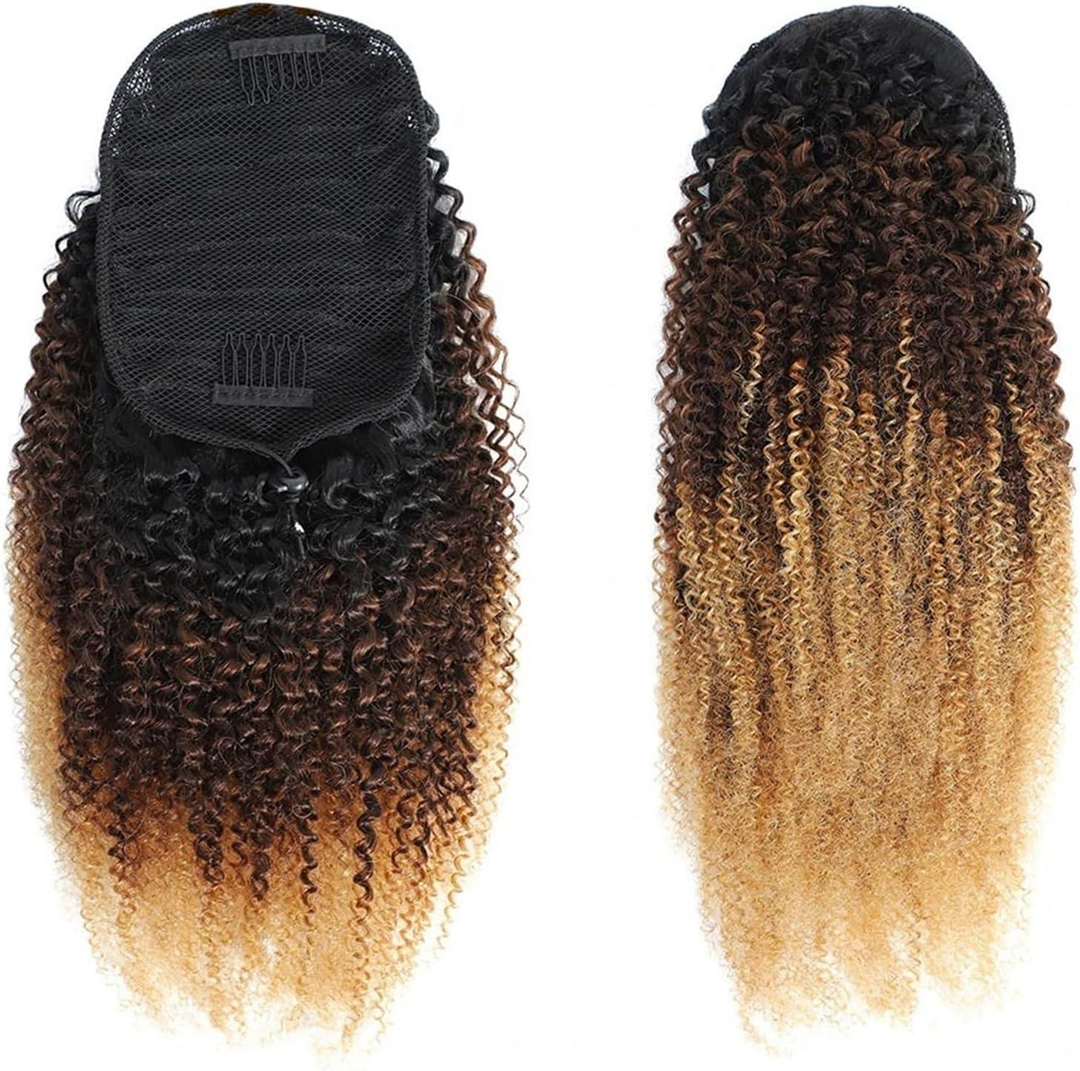 1b/4/27 Afro Curly Drawstring Ponytail African American Hair Extension