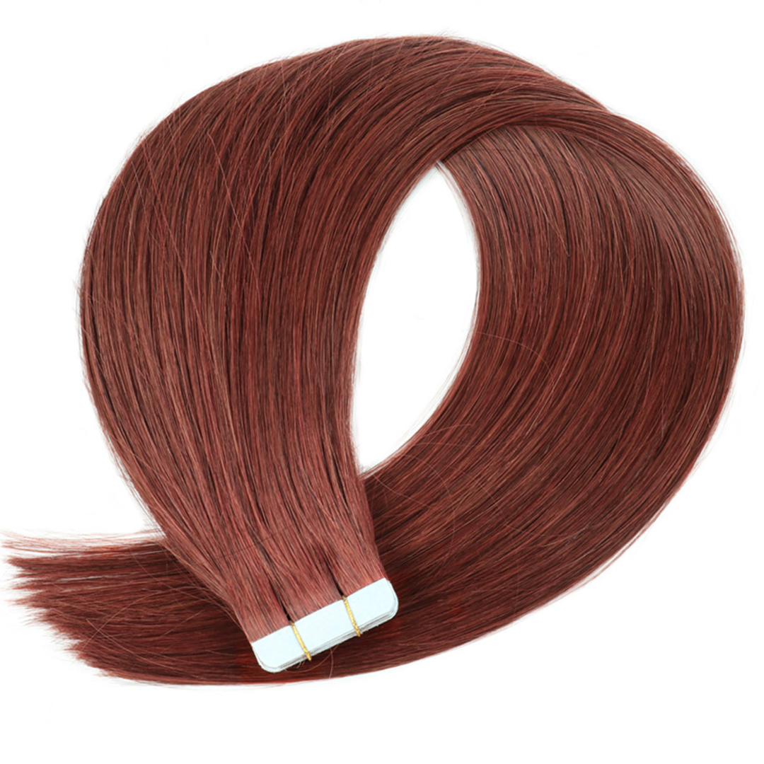 Color Hair #4 Tape In Hair Extensions Cheveux Raides Vierges Humains 20 pcs/1pack 100% Cheveux Humains 