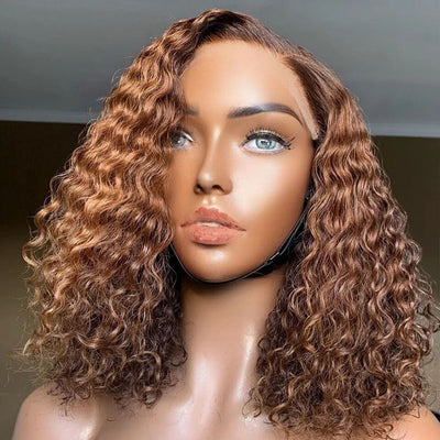 Natural Black Short Curly Bob Wig 13×4 Lace Front Human Hair Wigs For Women Brazilian Kinky Curly Wig HDZ
