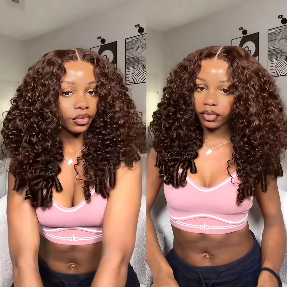 Glueless Highlight Color P4/30 Deep Wave Lace Front Wig Pré plumé avec des cheveux de bébé