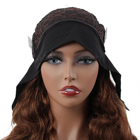 Color #4 Brown Body Wave Headband Human Hair Wigs For Black Woman No-Lace