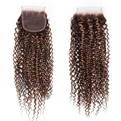 Highlight P4/30 kinky curly 4x4 Lace Closure one piece for women