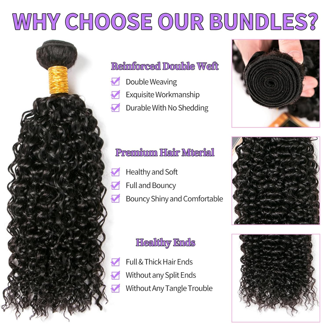 lumiere 15A  Brazilian Kinky Curly 4 Bundles Virgin Human Hair Extensions 10-24 inches