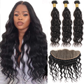Natural Wave 3 Bundles With 13x4 Lace Frontal 100% Human Hair Bundles Deal
