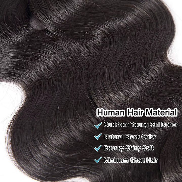 (B2) Body Wave 3 Bundles Human Hair With Frontal 13x4 Transparent Lace Frontal 100% Natural Human Hair Extensions Brazilian Real Hair