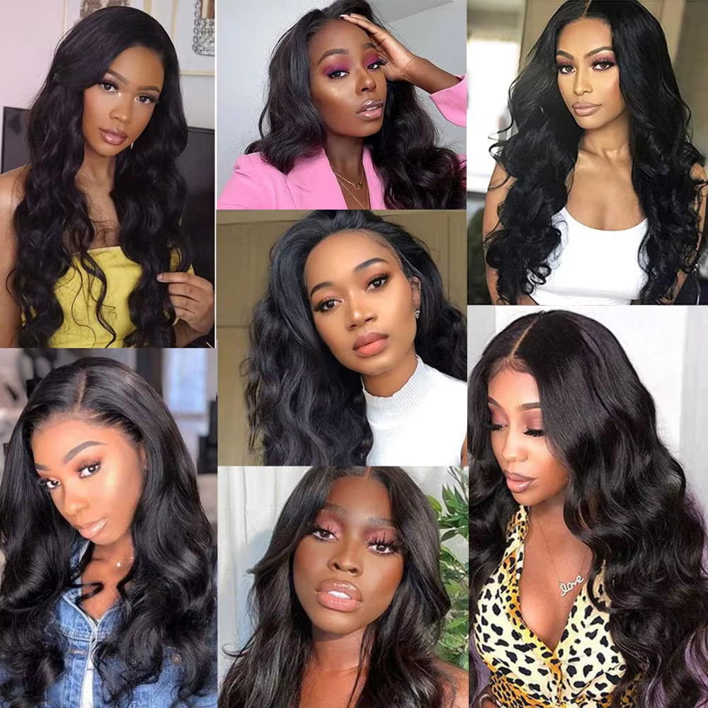 (B2) Body Wave Human Hair 4 Bundles with 13x4 Lace Frontal Brazilian Hair Weave Bundles