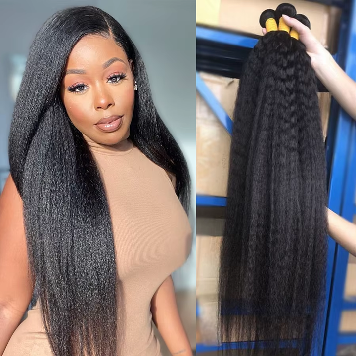 Lumiere 15A Kinky Straight 3 Bundles Human Hair Brazilian Virgin Natural Black Yaki Straight Bundles