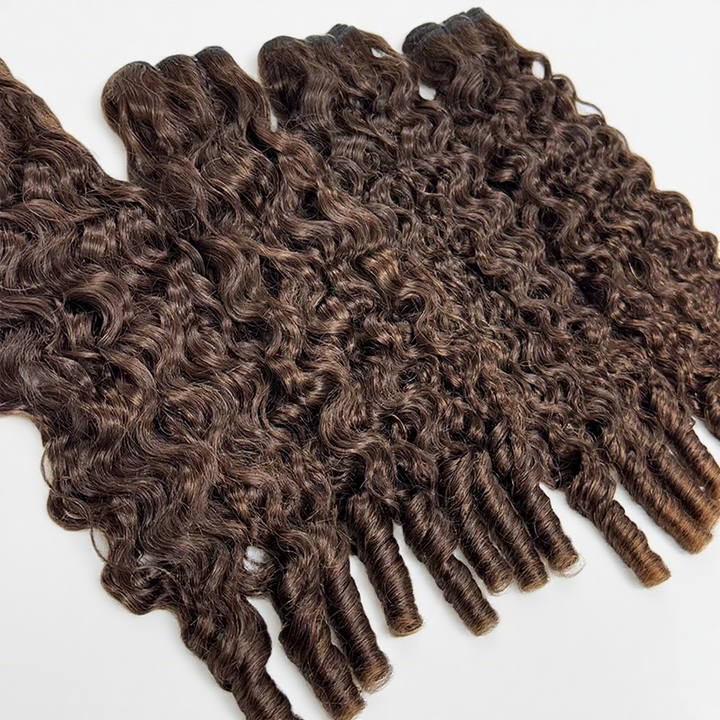 Lumiere Burmese Curly Bundles #4 Brown Chocolate Burmese Curly 4 Bundles With 4x4 Lace Closure Spiral Ends Weave Hair Extensions