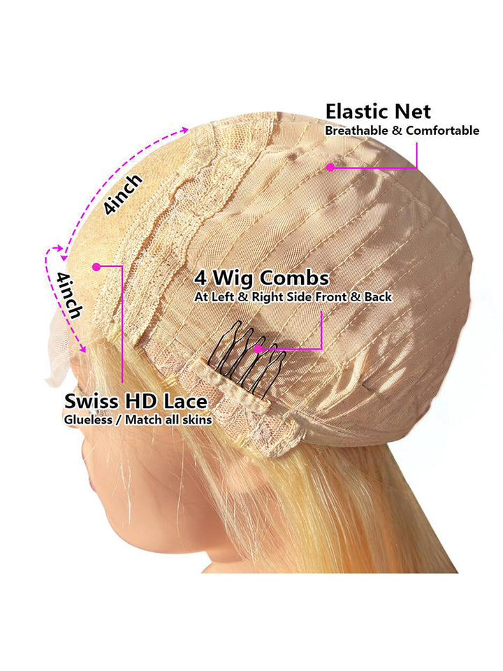 Vente Flash Body Wave 13x4 HD Lace Front Wig Preplumed 613 Honey Blond Color Wigs for Women 