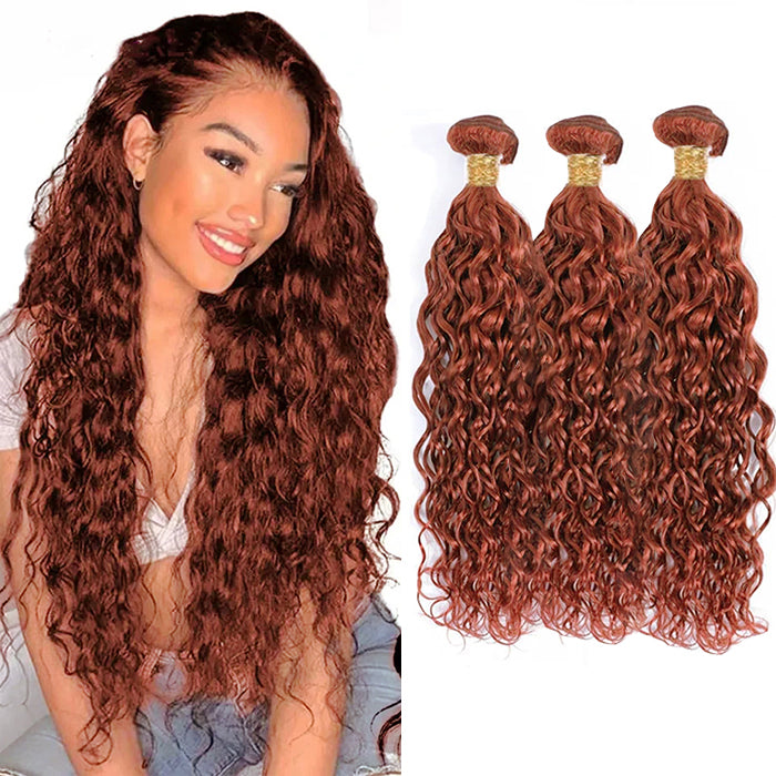 #33 Reddish Brown water Wave 3 Bundles Human Hair(No Code Need)