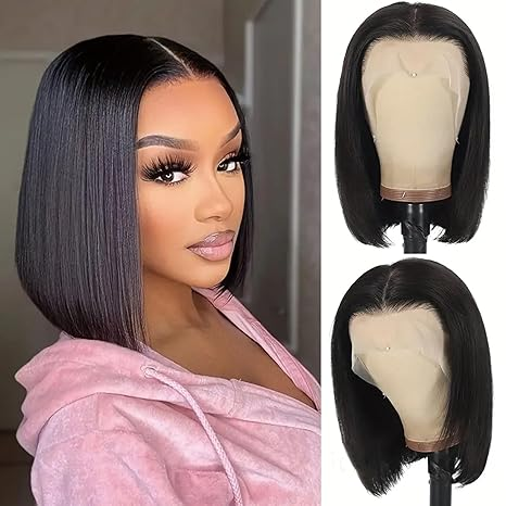 Lumiere Natural Black Blunt Cut 13x4 HD Lace Front Wigs Straight New Short Bob Human Hair Wigs For Women