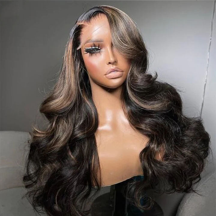 (WG-97) Classic and Chic Blonde Highlights  Body Wave 13x4 Frontal Lace Wig