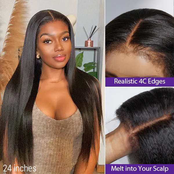 Wear & Go 4C Edges | Undetectable Glueless Kinky Straight Edges 13x4 Frontal Lace Ready to Wear Wig | Afro Inspired