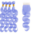 Light Violet Blue Blonde Body Wave 4 Bundles with 4*4 Closure Human Virgin Hair