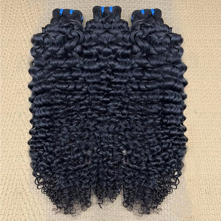 Lumiere 15A French Wave Human Hair Bundles 3 Bundles Brazilian Natural Black Remy Hair