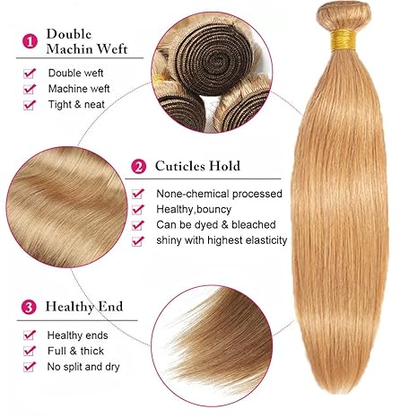 lumiere #27 Honey Blonde Bundle Long Straight  1 Piece Virgin Human Hair Extension