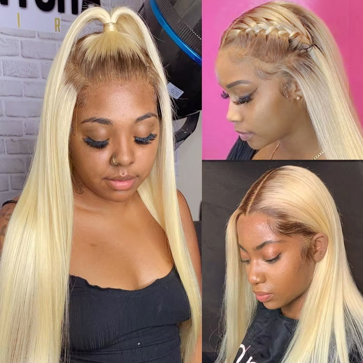 Root4/613 Body/Straight Human Hair Body/Straight Wigs Transparent  Lace Frontal Wig 200% Density Wigs For Women