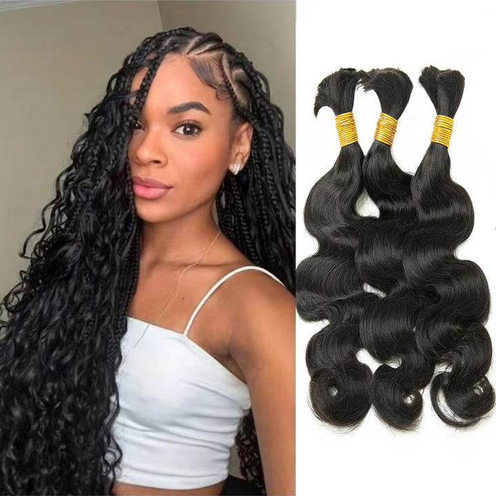 lumiere Natural Black Body Wave Bulk For Braiding Hair