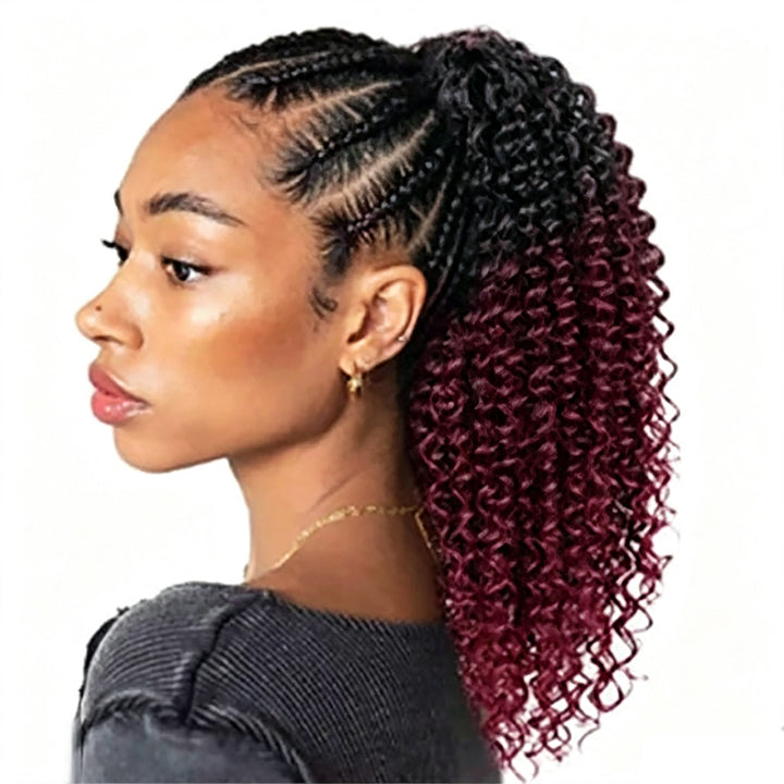 #T1B/99J Afro Curly Drawstring Ponytail Human Hair Extensions 100% Human Hair For Women