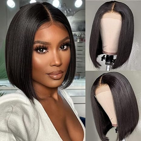 Wear &amp; Go Glueless Wavy Bob 13x4 / 4X4 Lace Front Glueless Human Hair Wigs Pour Les Femmes Noires 